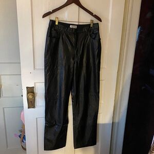 Abercrombie & Fitch Black Faux Leather Straight Leg Pants